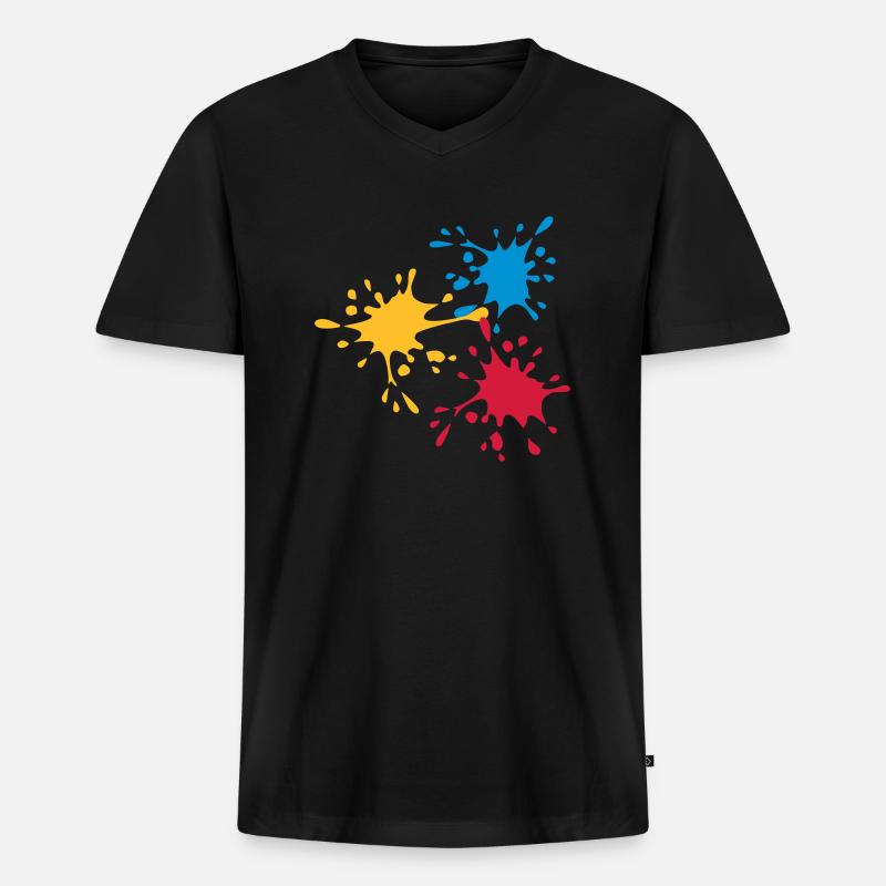 Farbe - Männer Premium Bio T-Shirt mit V-Ausschnitt - Schwarz