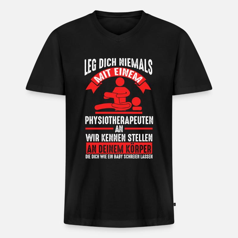 Physiotherapeutin Praxis Physio Geschenk - Männer Premium Bio T-Shirt mit V-Ausschnitt - Schwarz