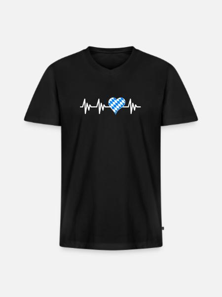 Bavaria Heartbeat - Men's Premium Organic T-shirt with V-neck - black