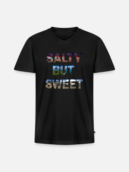 salty but sweet - Men's Premium Organic T-shirt with V-neck - black