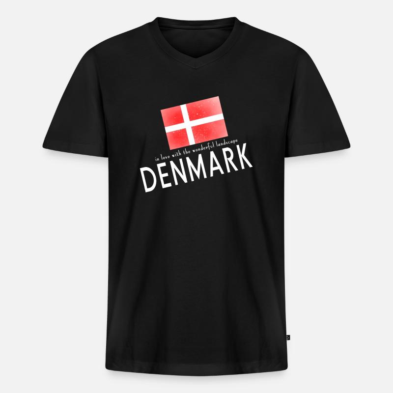 Dänemark Danmark - Männer Premium Bio T-Shirt mit V-Ausschnitt - Schwarz