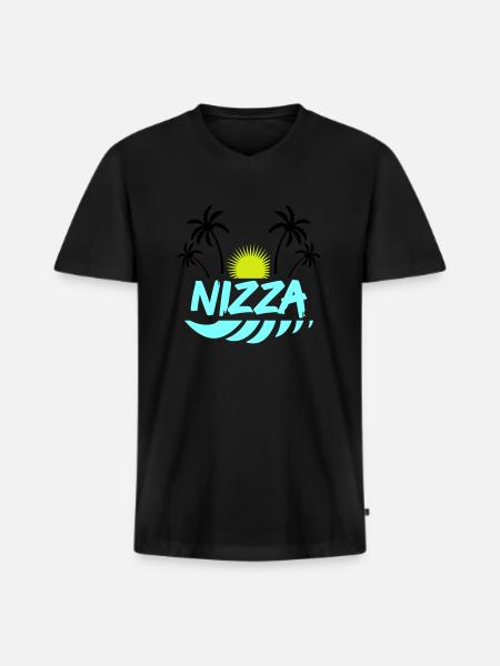 Nice - Men's Premium Organic T-shirt with V-neck - black