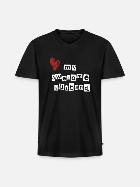 Love my awesome husband - Men's Premium Organic T-shirt with V-neck - black