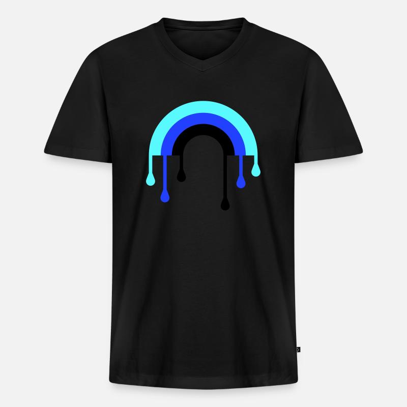 regenbogen_3f - Männer Premium Bio T-Shirt mit V-Ausschnitt - Schwarz