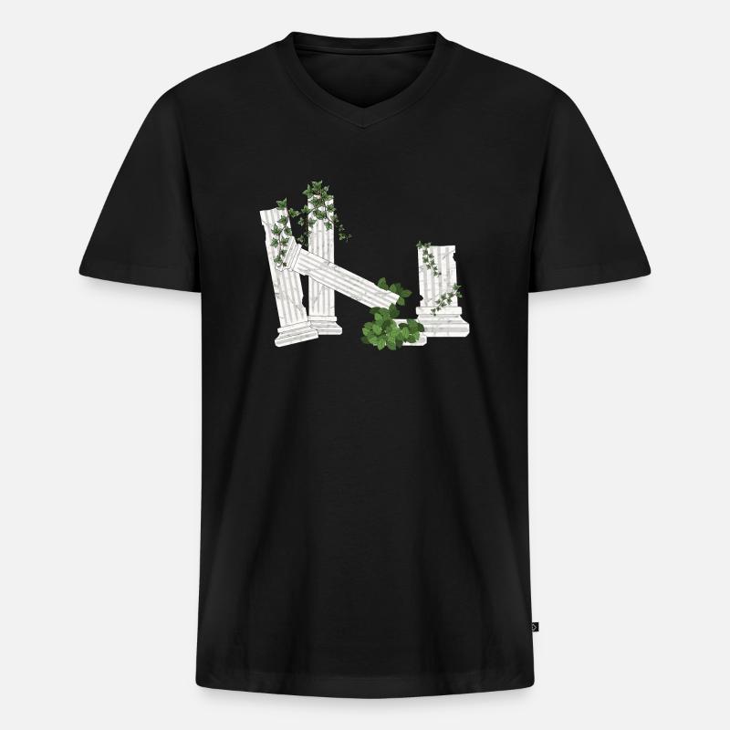 Column ancient - Männer Premium Bio T-Shirt mit V-Ausschnitt - Schwarz