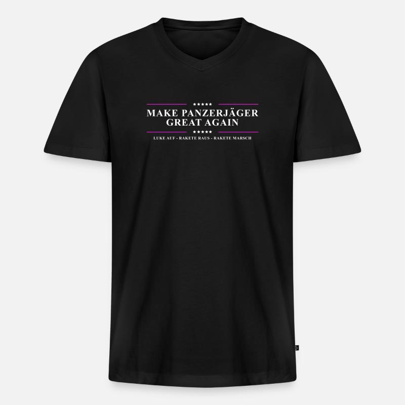 Make PANZERJÄGER great again - Männer Premium Bio T-Shirt mit V-Ausschnitt - Schwarz