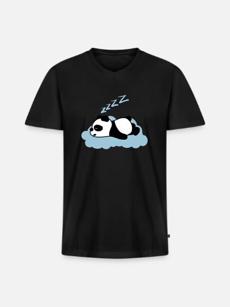 Sleepy panda - Men's Premium Organic T-shirt with V-neck - black