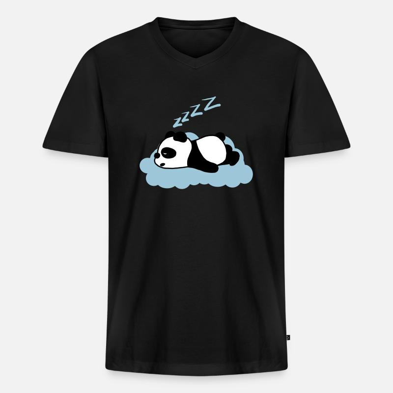Schläfriger Panda - Männer Premium Bio T-Shirt mit V-Ausschnitt - Schwarz