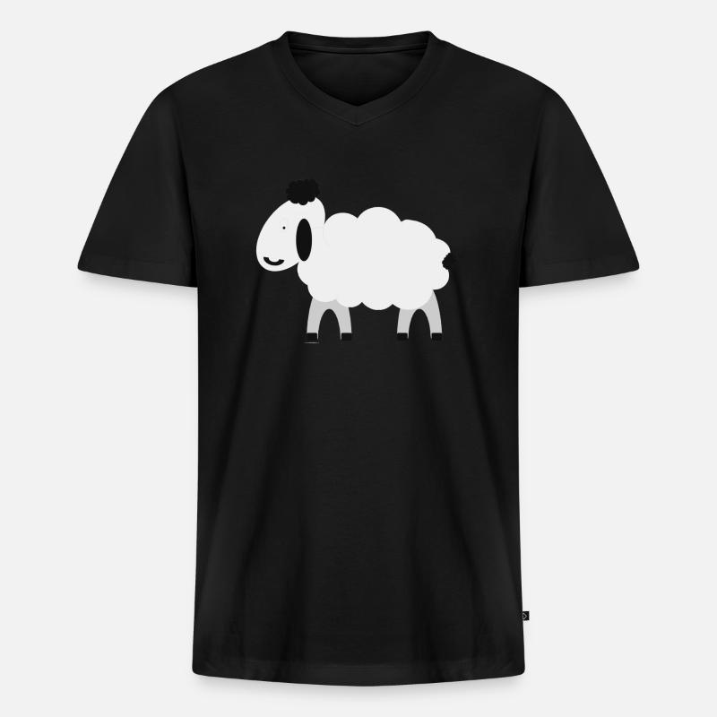 Deichschaf - Männer Premium Bio T-Shirt mit V-Ausschnitt - Schwarz