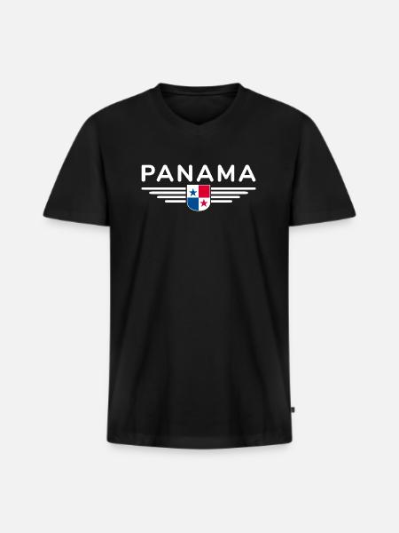 Panama T-Shirt Design - Männer Premium Bio T-Shirt mit V-Ausschnitt - Schwarz