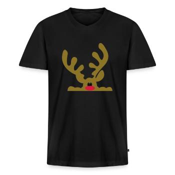 elch - Männer Premium Bio T-Shirt mit V-Ausschnitt - Schwarz - Vorne - Nico (187cm)