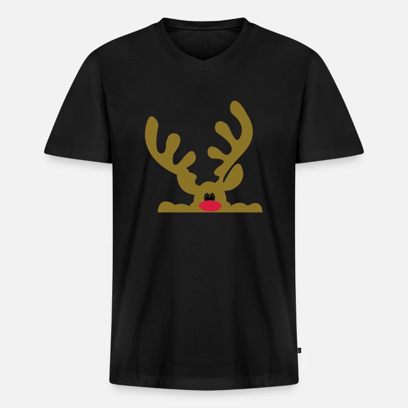 elch - Männer Premium Bio T-Shirt mit V-Ausschnitt - Schwarz