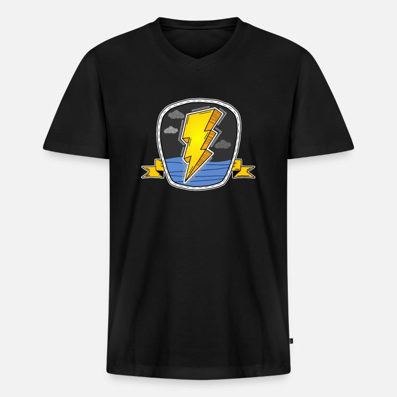 Blitzschild - Männer Premium Bio T-Shirt mit V-Ausschnitt - Schwarz