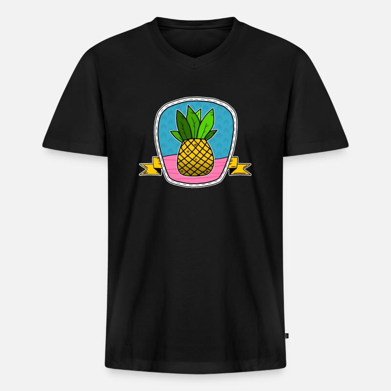 Schild ananas - Männer Premium Bio T-Shirt mit V-Ausschnitt - Schwarz