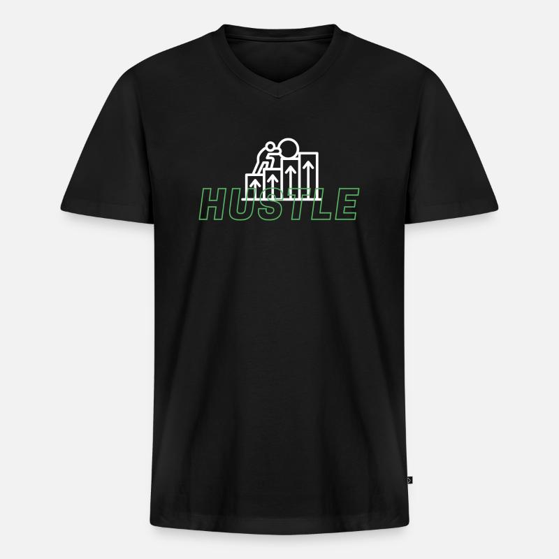 hustle - Männer Premium Bio T-Shirt mit V-Ausschnitt - Schwarz