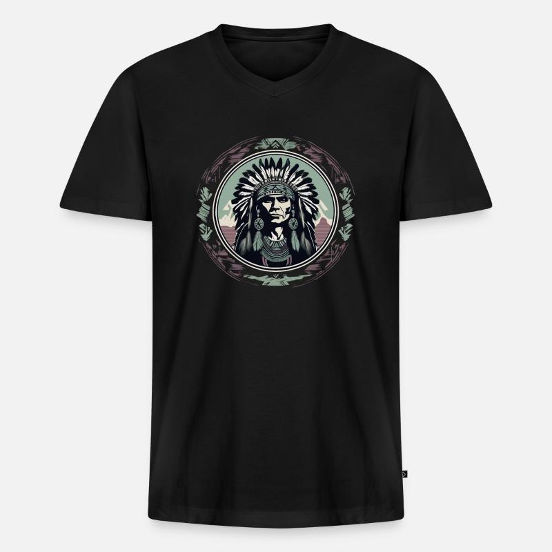Chieftain - Männer Premium Bio T-Shirt mit V-Ausschnitt - Schwarz