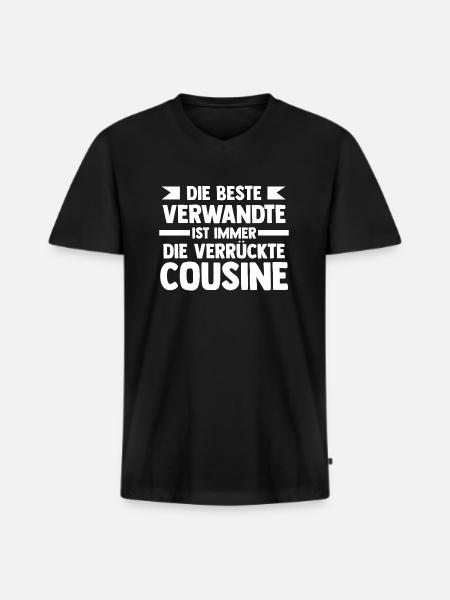 Cousinen Cousine - Männer Premium Bio T-Shirt mit V-Ausschnitt - Schwarz