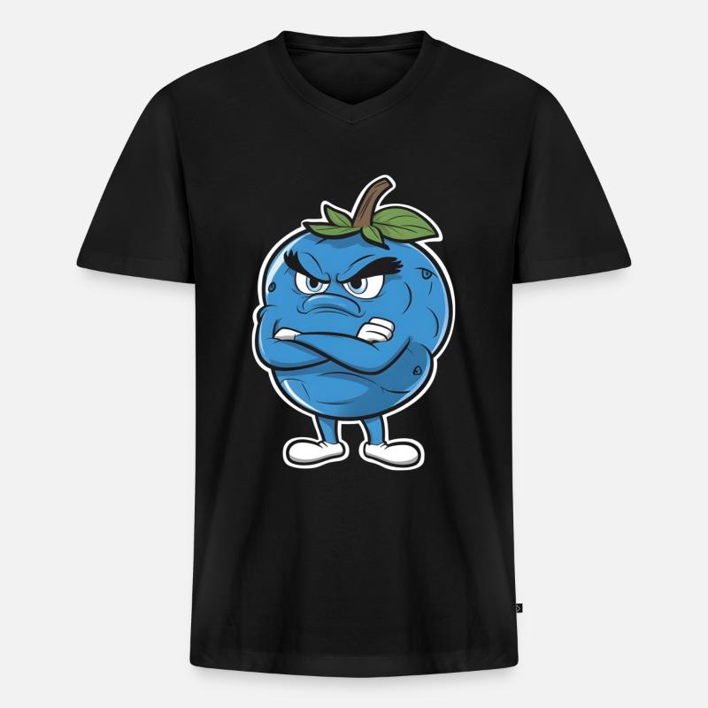 Blaubeere - Männer Premium Bio T-Shirt mit V-Ausschnitt - Schwarz