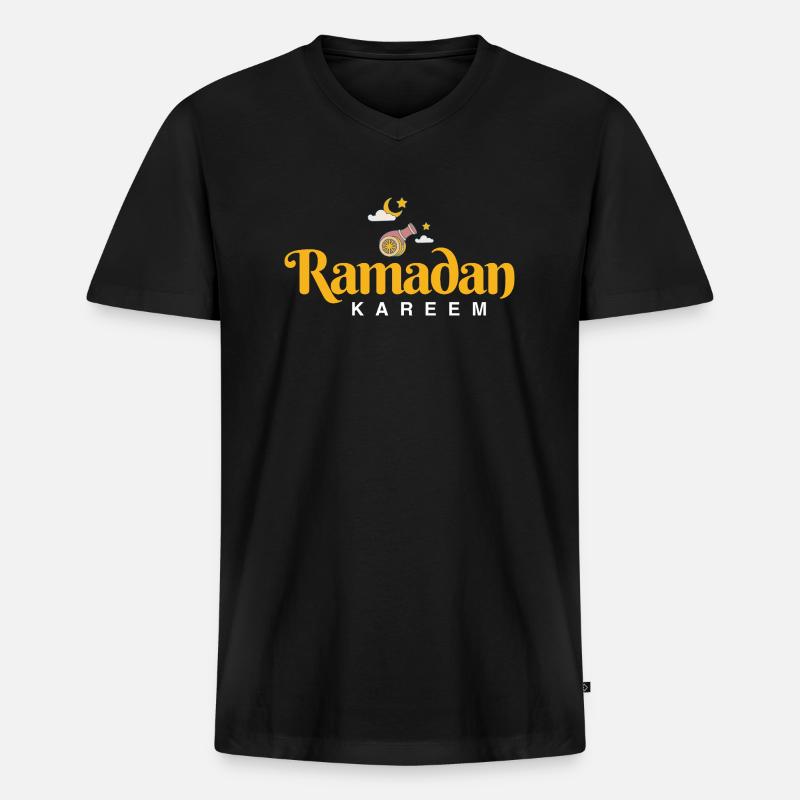Ramadan Mubarak - Männer Premium Bio T-Shirt mit V-Ausschnitt - Schwarz