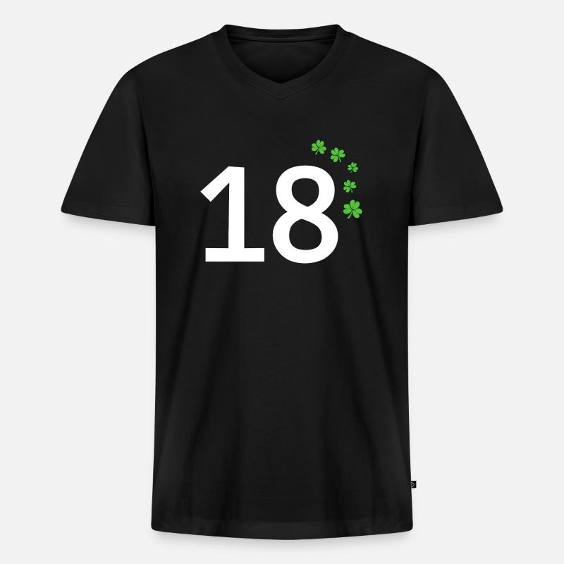 18 - Männer Premium Bio T-Shirt mit V-Ausschnitt - Schwarz