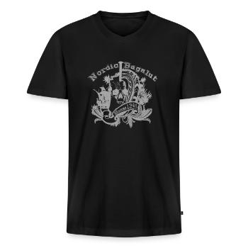 Nordic Bagalut - Männer Premium Bio T-Shirt mit V-Ausschnitt - Schwarz - Vorne - Nico (187cm)