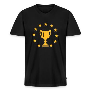 Coupe - T-shirt encolure en V Premium bio Homme - noir - Devant - Nico (187cm)