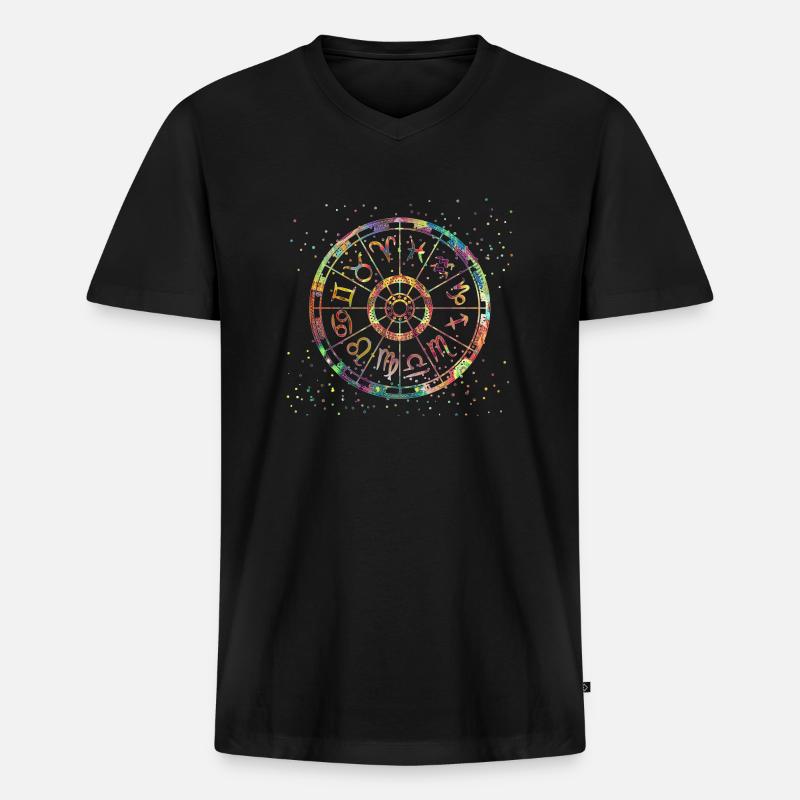 12 Sternzeichen - Männer Premium Bio T-Shirt mit V-Ausschnitt - Schwarz