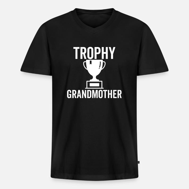 Trophäe Großmutter - Männer Premium Bio T-Shirt mit V-Ausschnitt - Schwarz