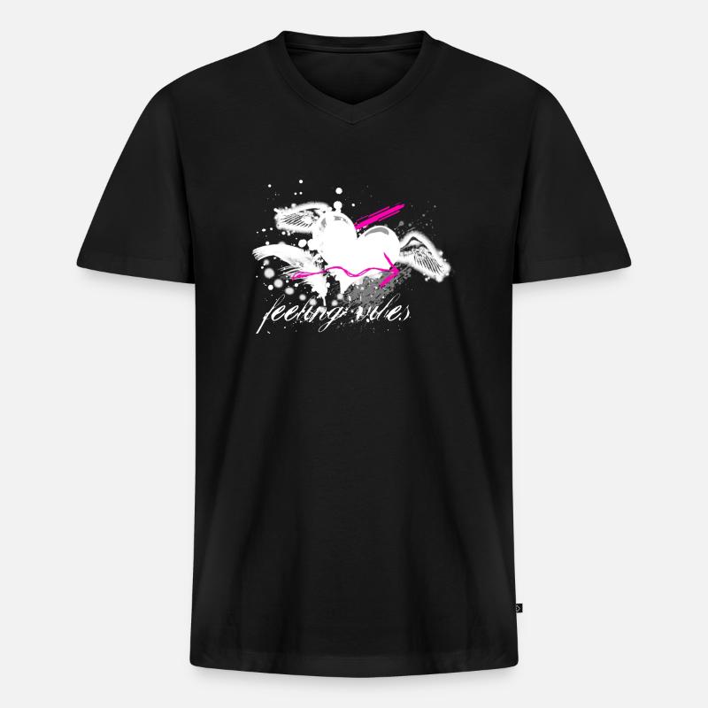 Feeling Vibes - Männer Premium Bio T-Shirt mit V-Ausschnitt - Schwarz