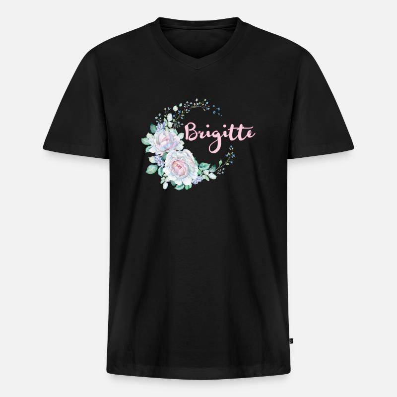 Für Brigitte - Männer Premium Bio T-Shirt mit V-Ausschnitt - Schwarz