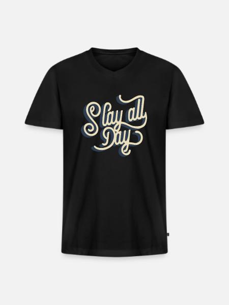 Slay all day - Men's Premium Organic T-shirt with V-neck - black