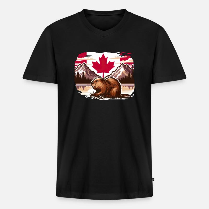 Kanada Bieber 4 - Männer Premium Bio T-Shirt mit V-Ausschnitt - Schwarz