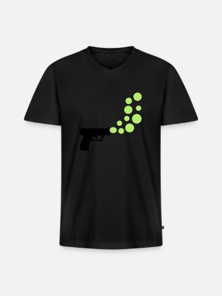 bubble gun - T-shirt encolure en V Premium bio Homme - noir