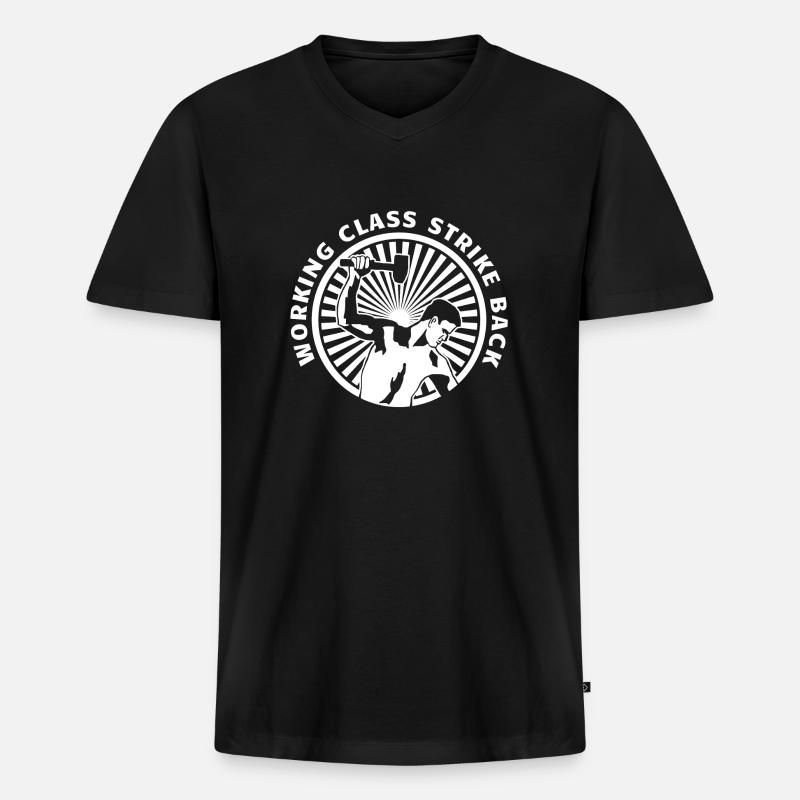 workingclass - Männer Premium Bio T-Shirt mit V-Ausschnitt - Schwarz