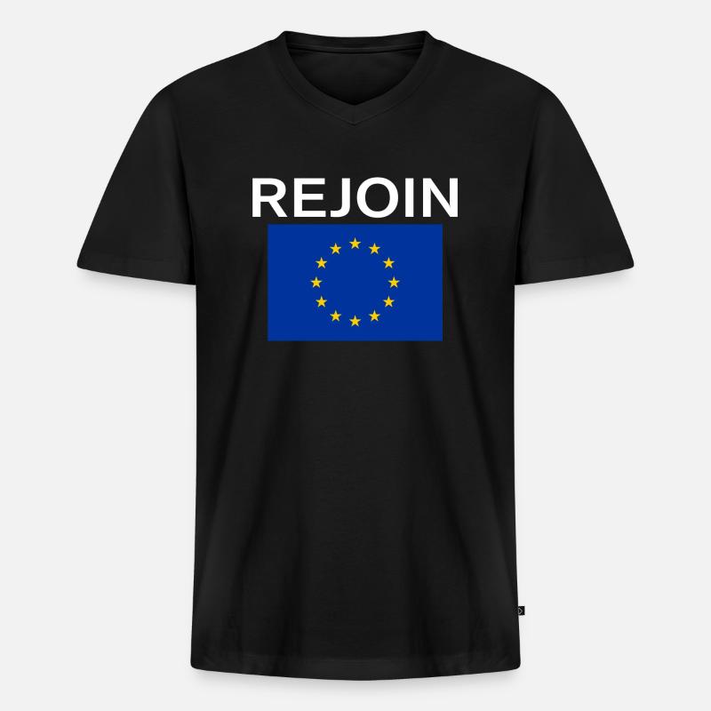 Erneuter EU White Text - Männer Premium Bio T-Shirt mit V-Ausschnitt - Schwarz