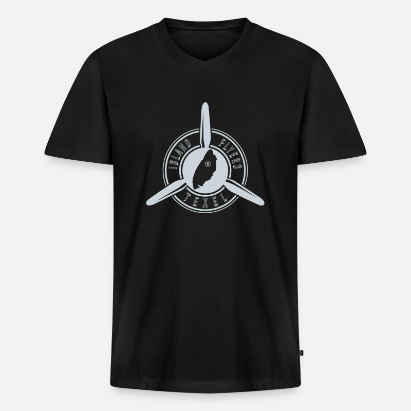 Texel Island Flyers - Männer Premium Bio T-Shirt mit V-Ausschnitt - Schwarz