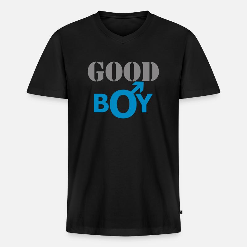 GUTER JUNGE - Männer Premium Bio T-Shirt mit V-Ausschnitt - Schwarz