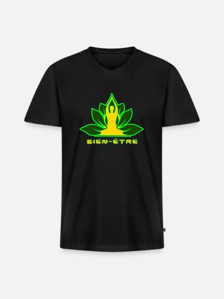 BIEN ÊTRE - T-shirt encolure en V Premium bio Homme - noir