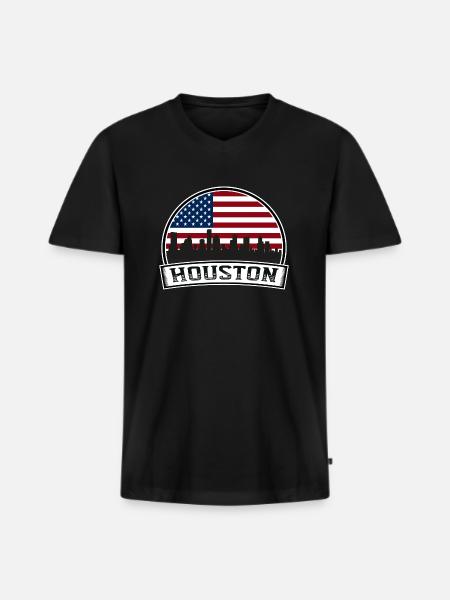 Houston USA - Men's Premium Organic T-shirt with V-neck - black