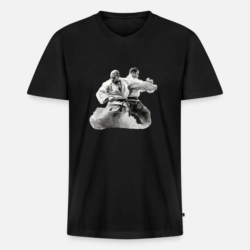 2 Jiu Jitso Kämpfer Geschenk - Männer Premium Bio T-Shirt mit V-Ausschnitt - Schwarz