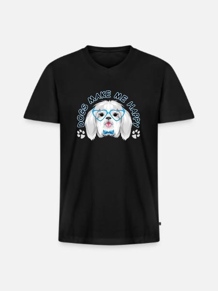 Dogs make me happy - Men's Premium Organic T-shirt with V-neck - black