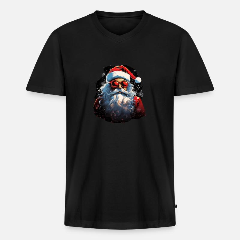 Weihnachtsmann - Männer Premium Bio T-Shirt mit V-Ausschnitt - Schwarz