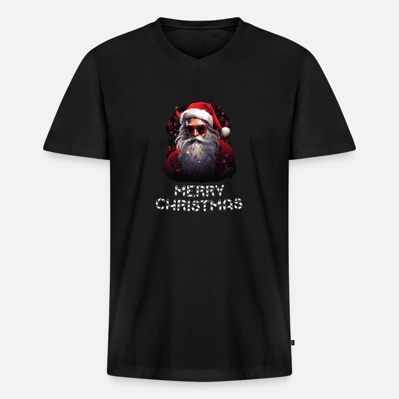 Weihnachtsmann - Marry Christmas - Männer Premium Bio T-Shirt mit V-Ausschnitt - Schwarz