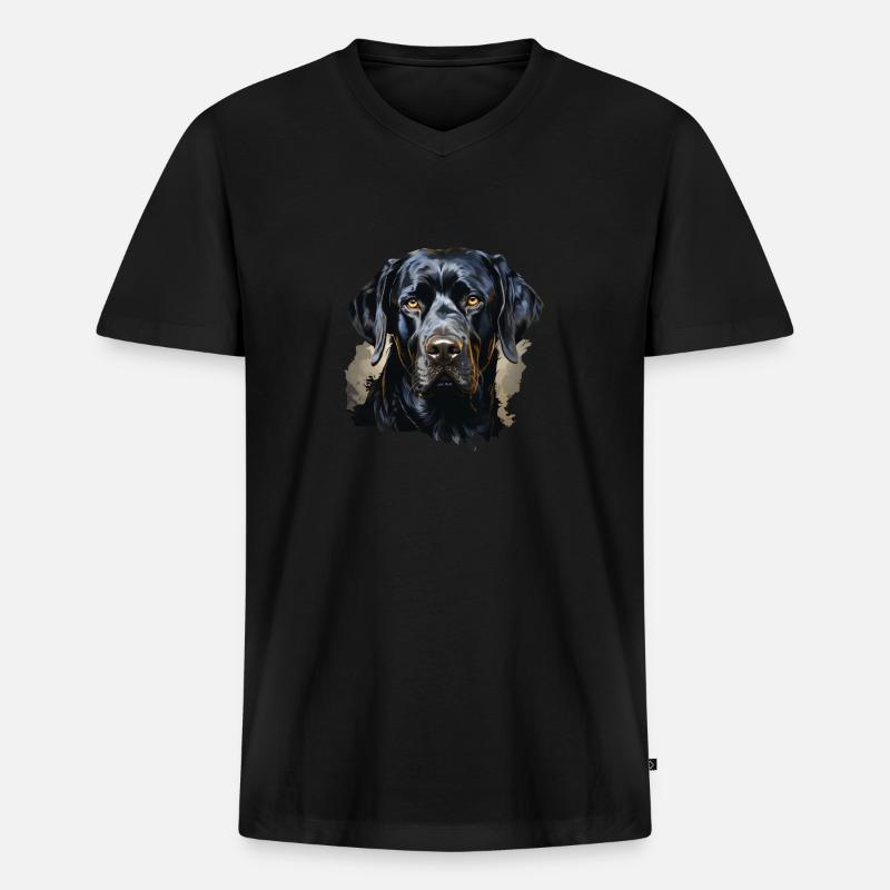 Hund - Männer Premium Bio T-Shirt mit V-Ausschnitt - Schwarz