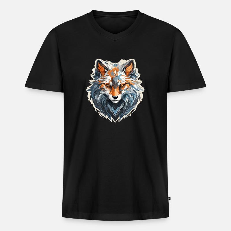 Fuchs - Illustration - Männer Premium Bio T-Shirt mit V-Ausschnitt - Schwarz
