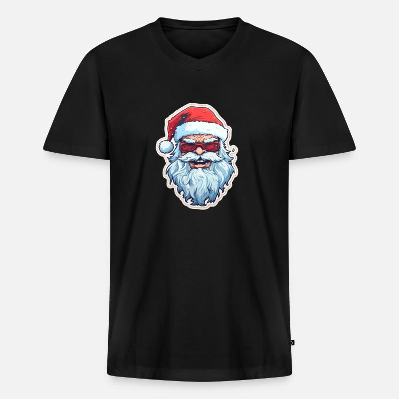 Weihnachtsmann - Illustration - Männer Premium Bio T-Shirt mit V-Ausschnitt - Schwarz