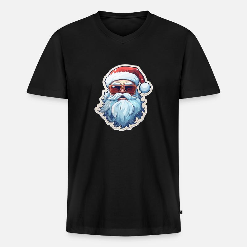 Weihnachtsmann - Illustration - Männer Premium Bio T-Shirt mit V-Ausschnitt - Schwarz