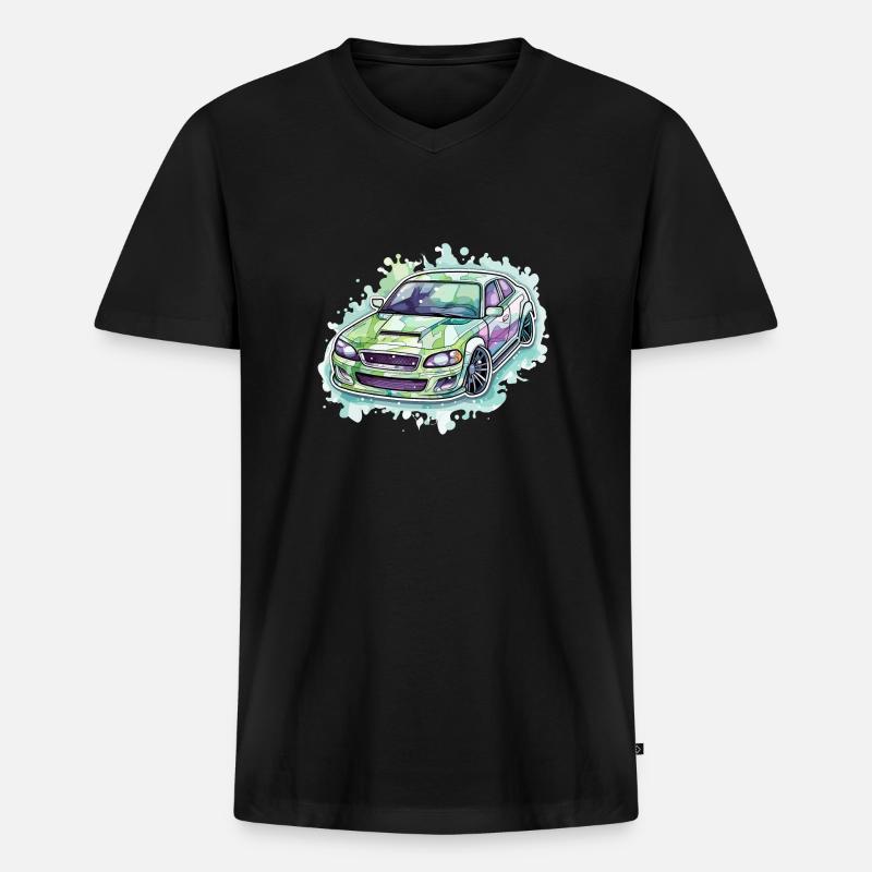 Auto - Illustration - Männer Premium Bio T-Shirt mit V-Ausschnitt - Schwarz