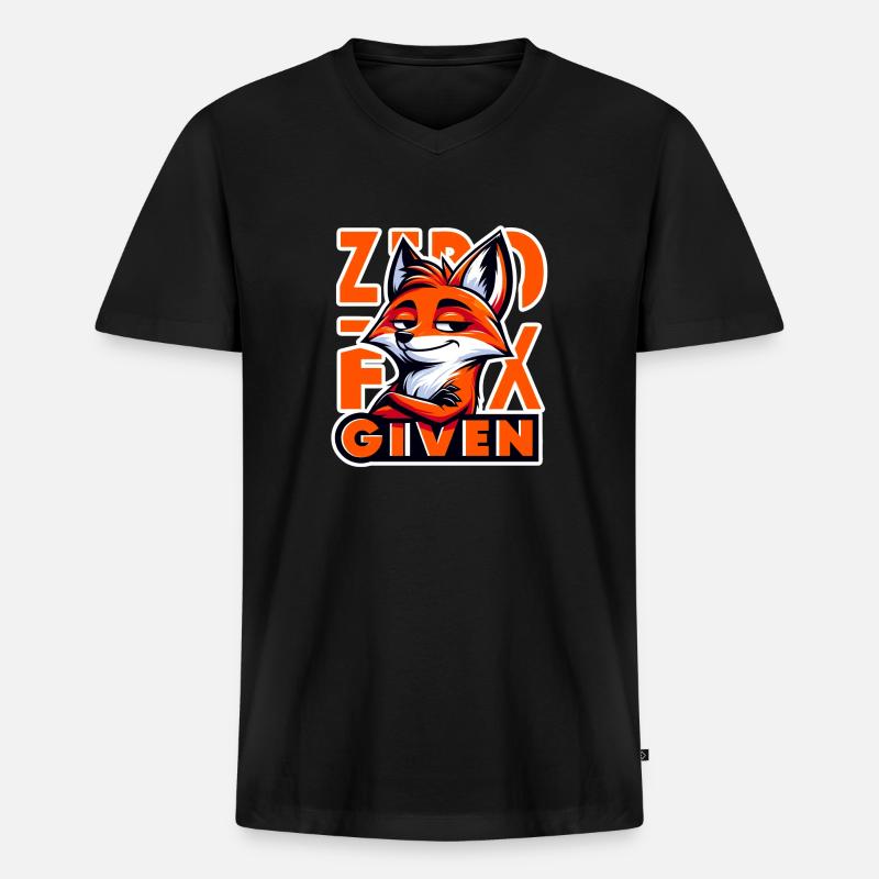 Zero Given - Fuchs Illustration - Männer Premium Bio T-Shirt mit V-Ausschnitt - Schwarz