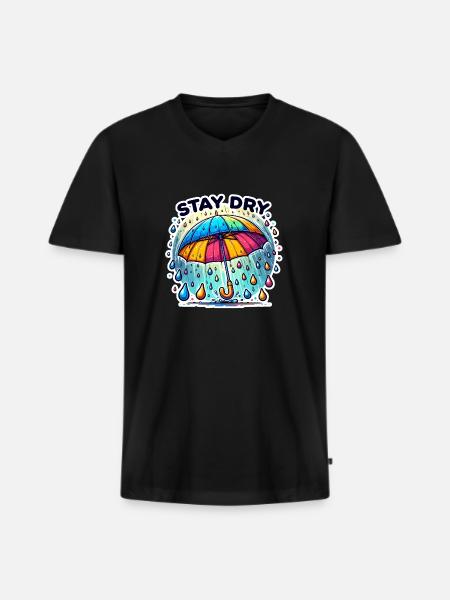 Stay Dry - Umbrella Illustration - Men's Premium Organic T-shirt with V-neck - black